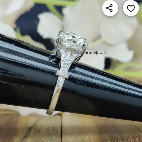 NWOT Moissanite 10MM Round Diamond / 925 Silver Vintage - Picture 8 of 16